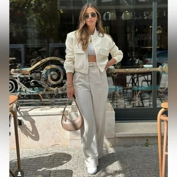 ZARA WHITE MAXI POCKET BOMBER - Picture 9 of 10